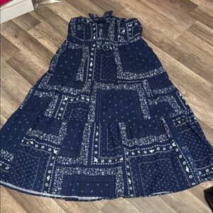 Navy Blue Bandanna Print Dress